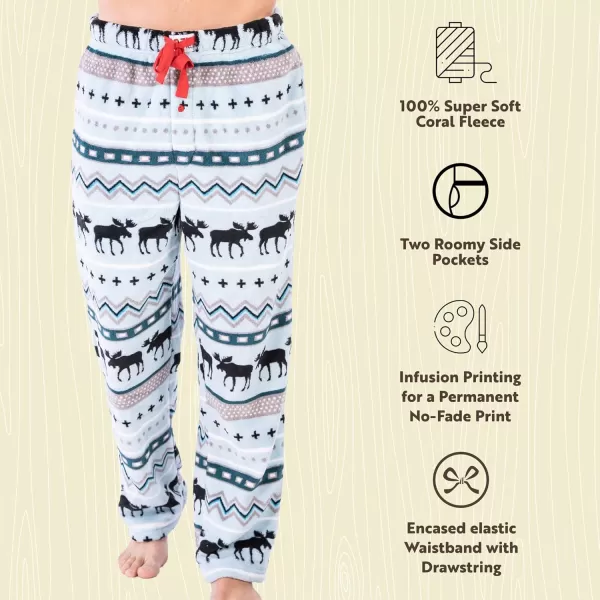 Lazy One Mens Fleece Pajama Pants Nordic Fleece Pajama Bottoms for Men Warm Pajama PantsWinter Moose Pajama Pants