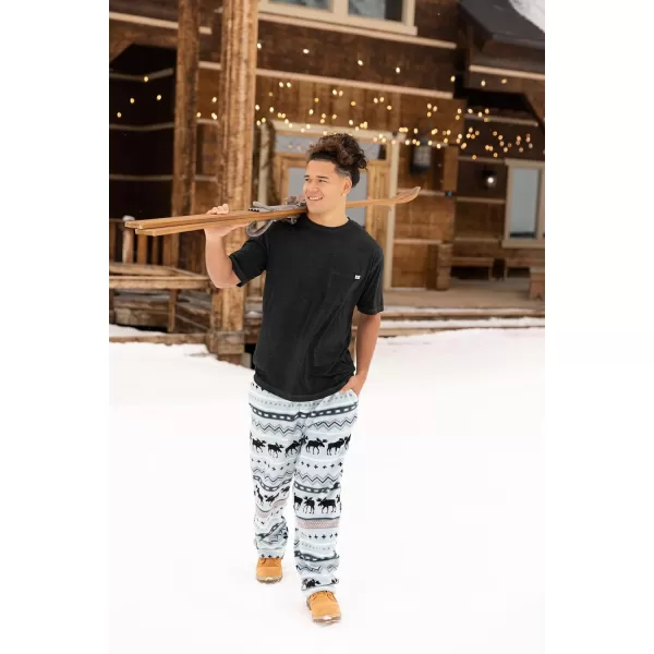 Lazy One Mens Fleece Pajama Pants Nordic Fleece Pajama Bottoms for Men Warm Pajama PantsWinter Moose Pajama Pants