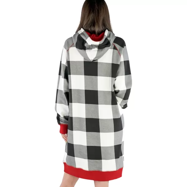 Lazy One Oversized Hoodie Sweatshirt Comfortable SleepwearBlack  White Plaid Sleep Hoodie