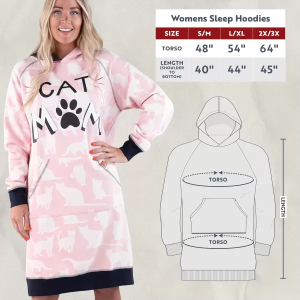 Lazy One Oversized Hoodie Sweatshirt Comfortable SleepwearCat Mom Sleep Hoodie