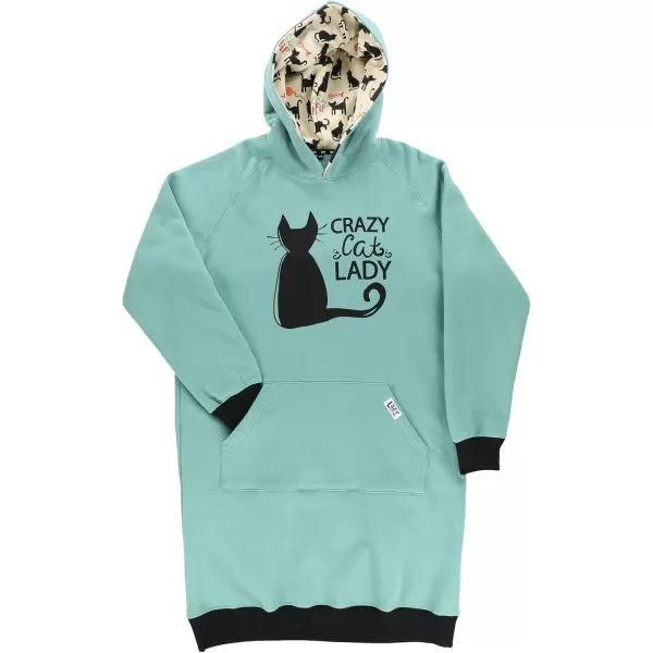 Lazy One Oversized Hoodie Sweatshirt Comfortable SleepwearCrazy Cat Lady Sleep Hoodie