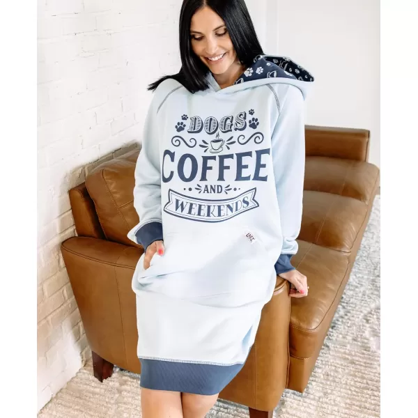 Lazy One Oversized Hoodie Sweatshirt Comfortable SleepwearDogs  Coffee and Weekend Sleep Hoodie