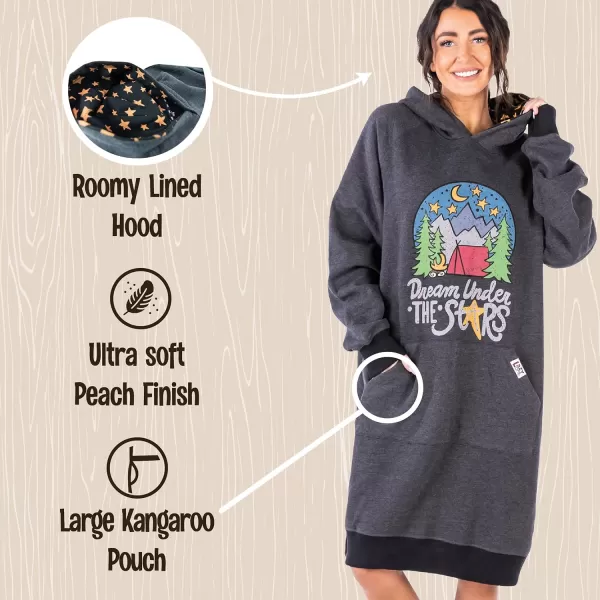 Lazy One Oversized Hoodie Sweatshirt Comfortable SleepwearDream Under Stars Sleep Hoodie