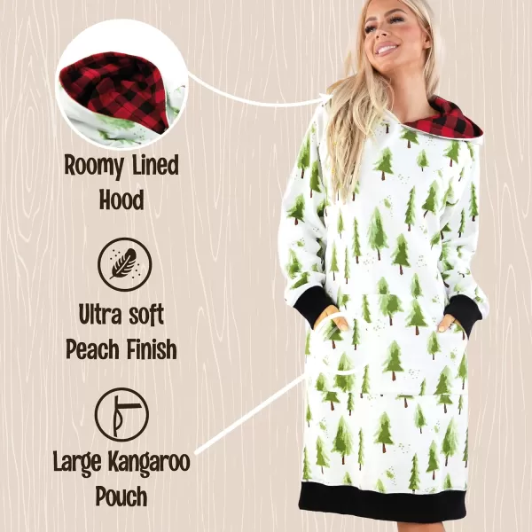 Lazy One Oversized Hoodie Sweatshirt Comfortable SleepwearEvergreen Plaid Sleep Hoodie