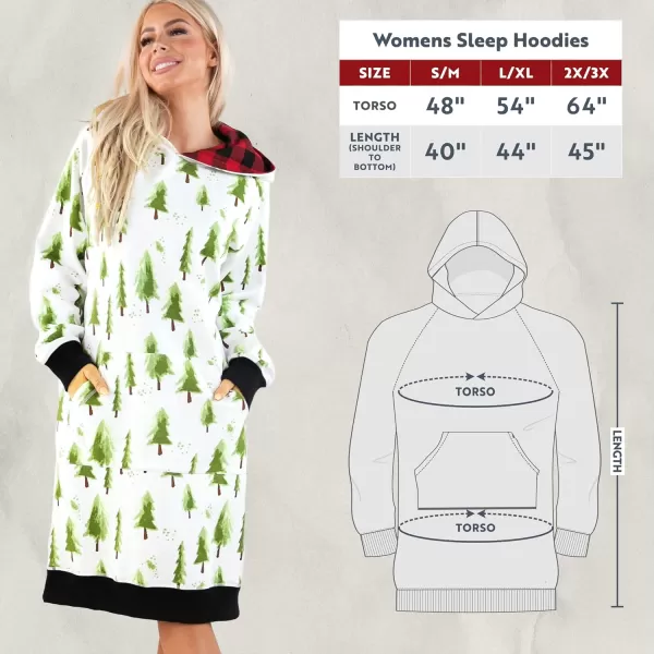 Lazy One Oversized Hoodie Sweatshirt Comfortable SleepwearEvergreen Plaid Sleep Hoodie