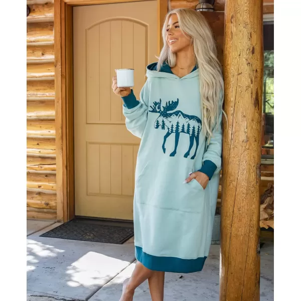 Lazy One Oversized Hoodie Sweatshirt Comfortable SleepwearMoose Silhouette Sleep Hoodie