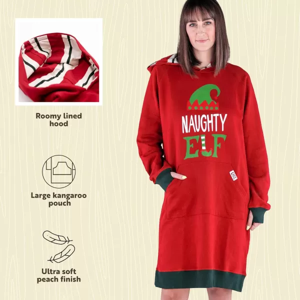Lazy One Oversized Hoodie Sweatshirt Comfortable SleepwearNaughty Elf Sleep Hoodie