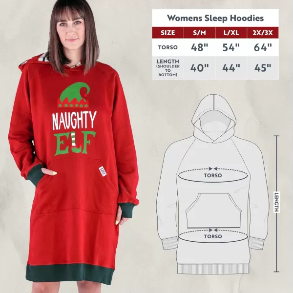 Lazy One Oversized Hoodie Sweatshirt Comfortable SleepwearNaughty Elf Sleep Hoodie