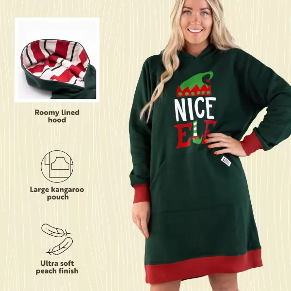 Lazy One Oversized Hoodie Sweatshirt Comfortable SleepwearNice Elf Sleep Hoodie