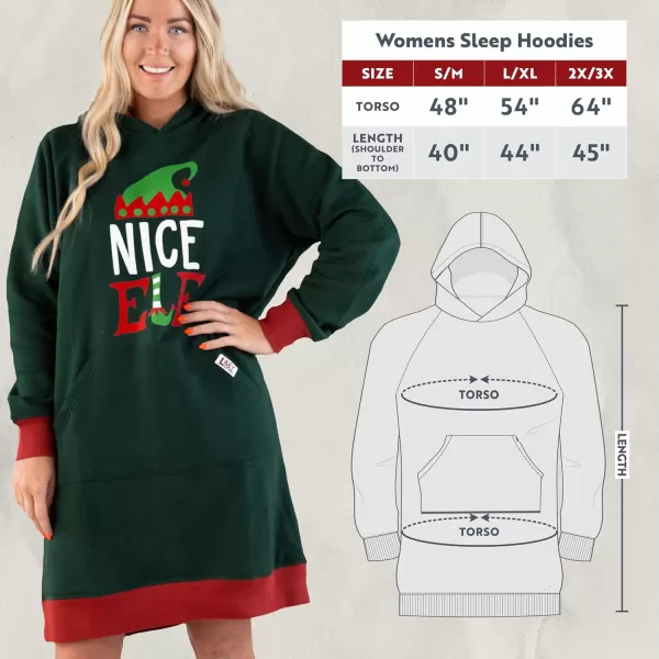 Lazy One Oversized Hoodie Sweatshirt Comfortable SleepwearNice Elf Sleep Hoodie