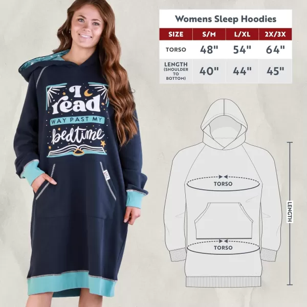 Lazy One Oversized Hoodie Sweatshirt Comfortable SleepwearRead Past Bedtime Sleep Hoodie