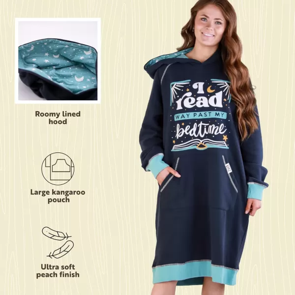 Lazy One Oversized Hoodie Sweatshirt Comfortable SleepwearRead Past Bedtime Sleep Hoodie