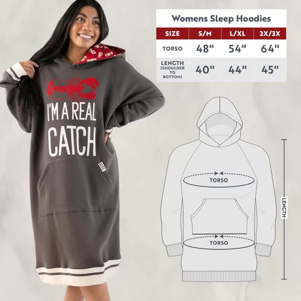 Lazy One Oversized Hoodie Sweatshirt Comfortable SleepwearReal Catch Sleep Hoodie