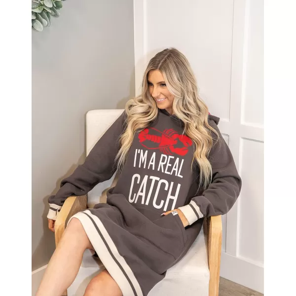 Lazy One Oversized Hoodie Sweatshirt Comfortable SleepwearReal Catch Sleep Hoodie