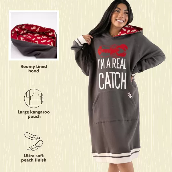 Lazy One Oversized Hoodie Sweatshirt Comfortable SleepwearReal Catch Sleep Hoodie