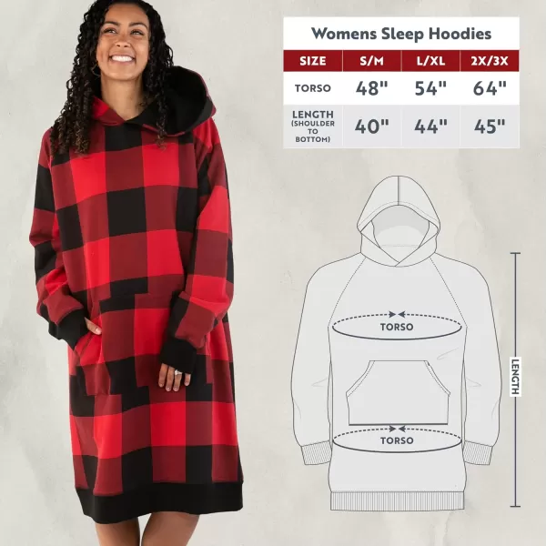Lazy One Oversized Hoodie Sweatshirt Comfortable SleepwearRed Plaid Sleep Hoodie