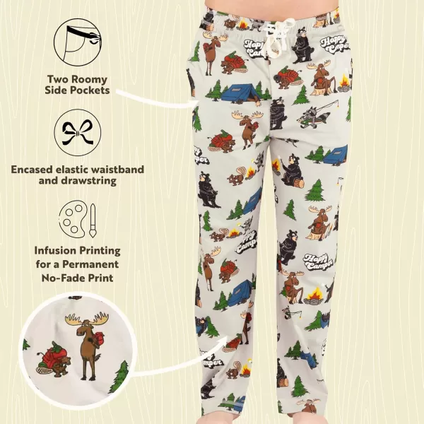 Lazy One Pajama Pants For Men Mens Separate Bottoms Lounge Pants Funny HumorousHappy Camper Grey Pajama Pants