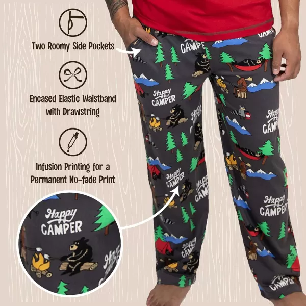 Lazy One Pajama Pants For Men Mens Separate Bottoms Lounge Pants Funny HumorousHappy Camper Pajama Pants