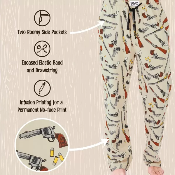 Lazy One Pajama Pants For Men Mens Separate Bottoms Lounge Pants FunnyBeige Old West Guns Pajama Pants