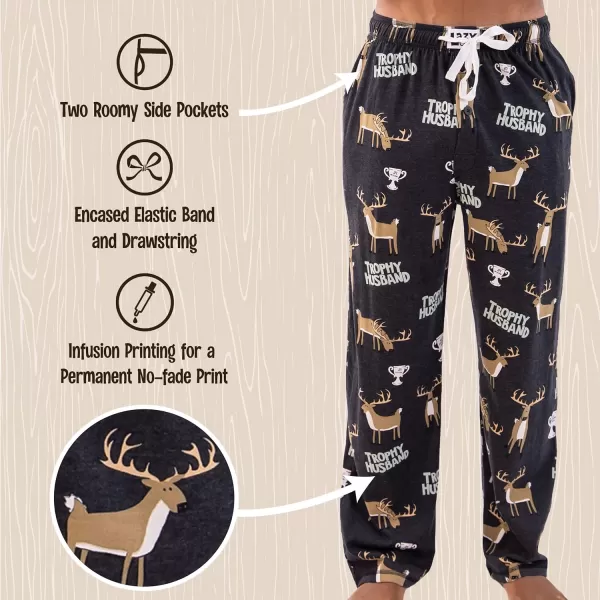 Lazy One Pajama Pants For Men Mens Separate Bottoms Lounge Pants FunnyDark Gray Trophy Husband Dark Gray Pajama Pants
