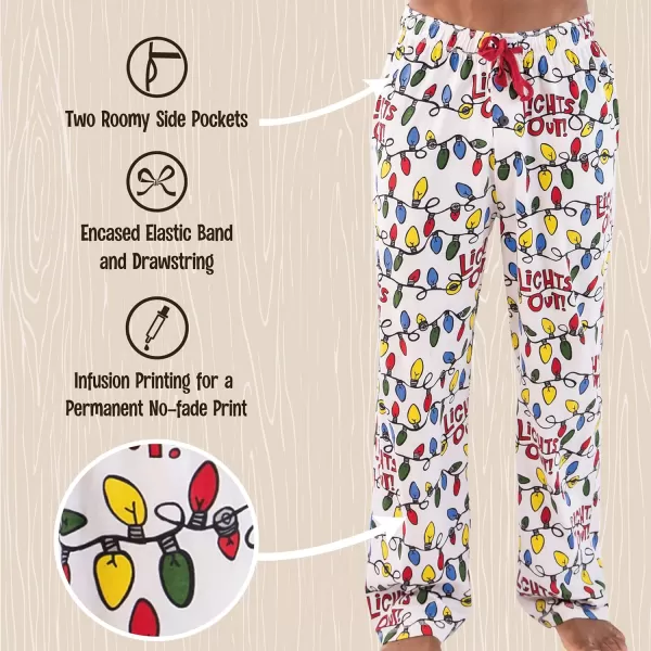 Lazy One Pajama Pants For Men Mens Separate Bottoms Lounge Pants FunnyWhite Lights Out Mens Pajama Pants