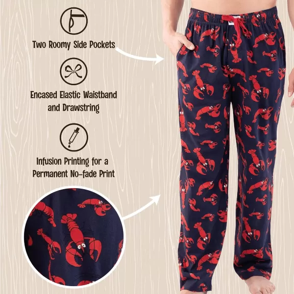 Lazy One Pajama Pants For Men Mens Separate Bottoms Lounge PantsBlue  Red Lobster Pajama Pants