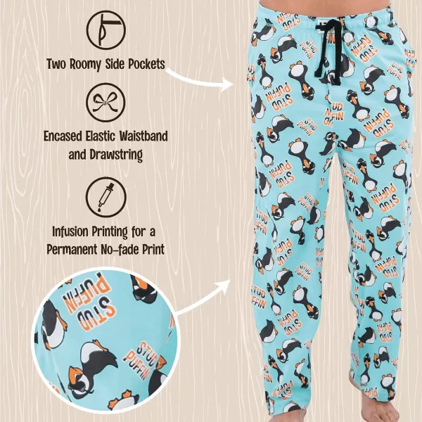 Lazy One Pajama Pants For Men Mens Separate Bottoms Lounge PantsLight Blue Stud Puffin Pj Pant