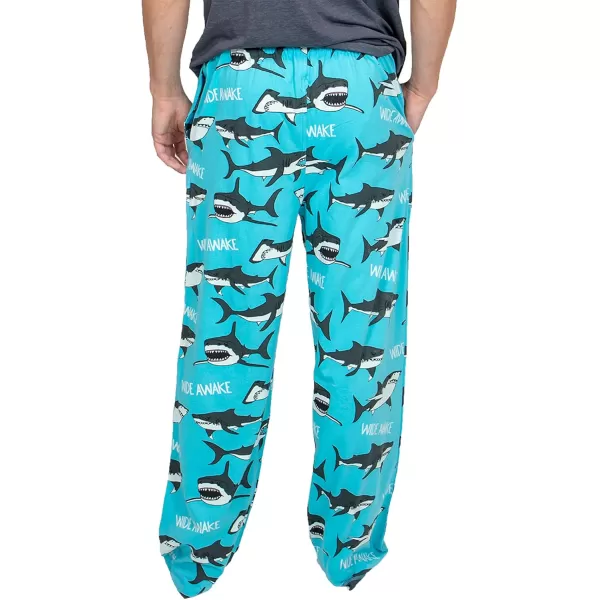 Lazy One Pajama Pants For Men Mens Separate Bottoms Lounge PantsLight Blue Wide Awake Sharks Pajama Pants