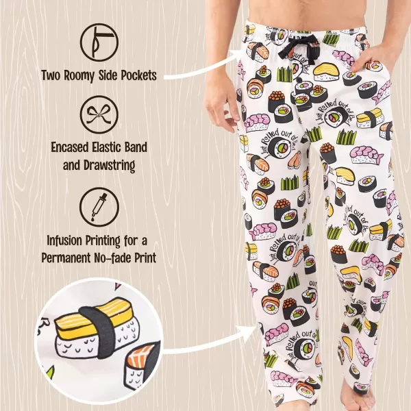 Lazy One Pajama Pants For Men Mens Separate Bottoms Lounge PantsWhite Sushi Mens Pj Pant