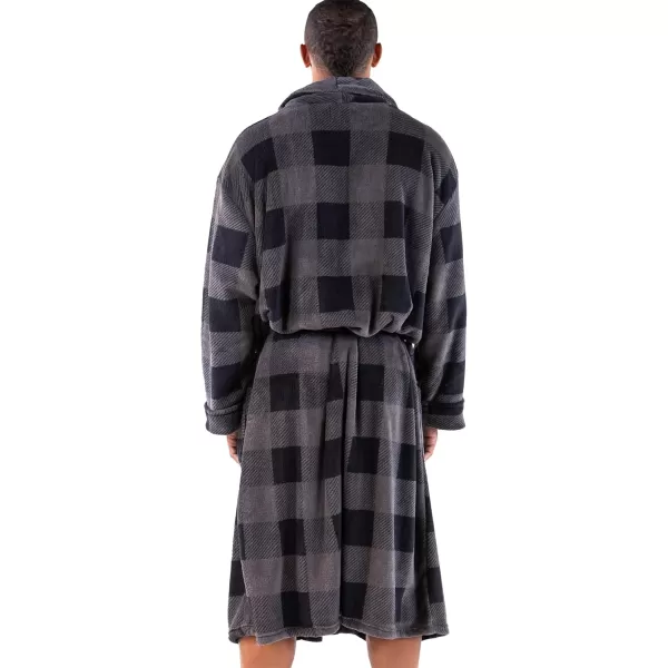 Lazy One UltraCozy Plaid Bathrobes for MenGrey Buffalo Check Bathrobe