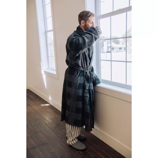 Lazy One UltraCozy Plaid Bathrobes for MenGrey Buffalo Check Bathrobe