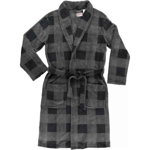 Lazy One UltraCozy Plaid Bathrobes for MenGrey Buffalo Check Bathrobe
