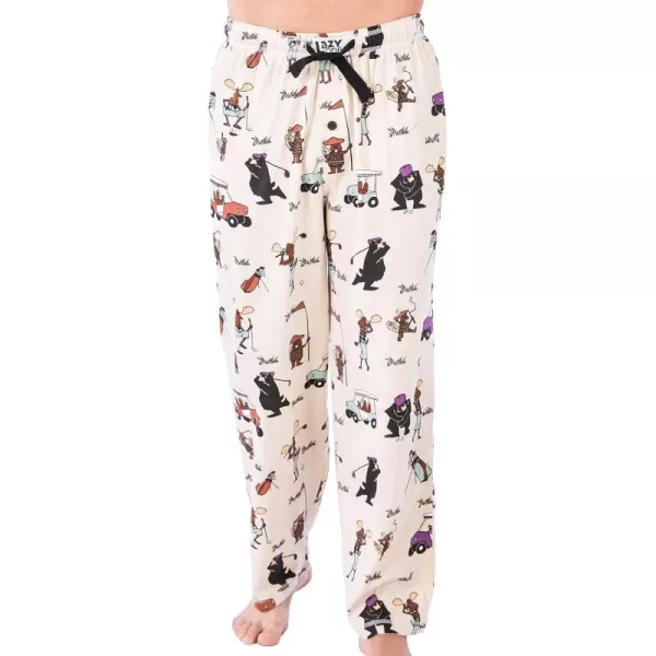 Lazy One Animal Pajama Pants For Men Mens Separate Bottoms Lounge PantsCream Golfers Pajama Pants