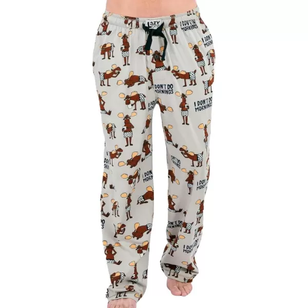 Lazy One Animal Pajama Pants For Men Mens Separate Bottoms Lounge PantsLight Grey Dont Do Mornings Moose Pajama Pants