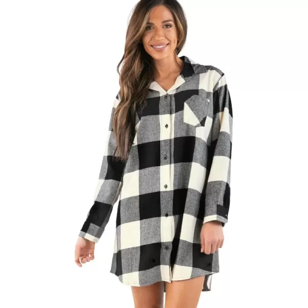 Lazy One ButtonUp Sleep Shirt Flannel Nightshirts for Women Cute Plaid DesignsTruck Plaid Button Down