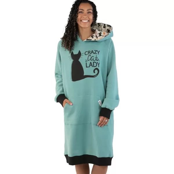 Lazy One Oversized Hoodie Sweatshirt Comfortable SleepwearCrazy Cat Lady Sleep Hoodie