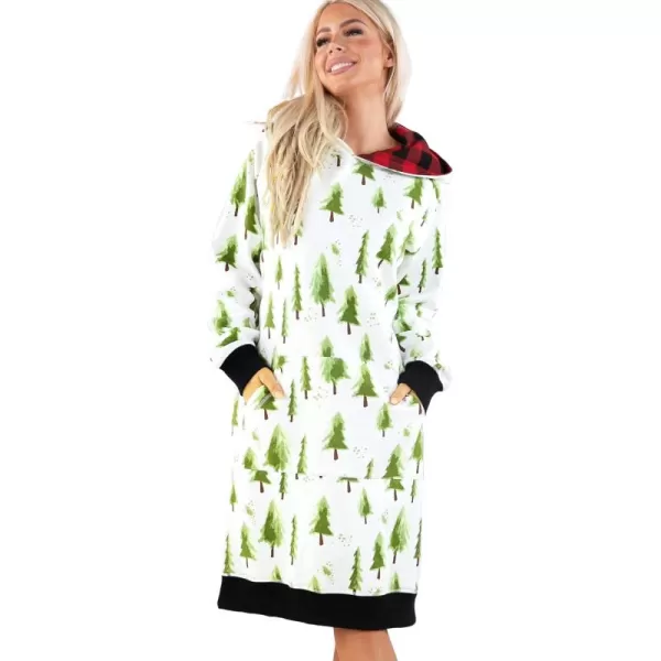 Lazy One Oversized Hoodie Sweatshirt Comfortable SleepwearEvergreen Plaid Sleep Hoodie