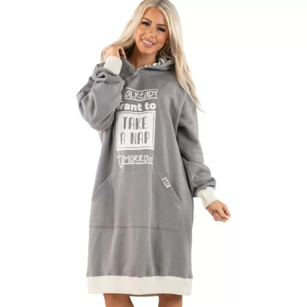 Lazy One Oversized Hoodie Sweatshirt Comfortable SleepwearGrey