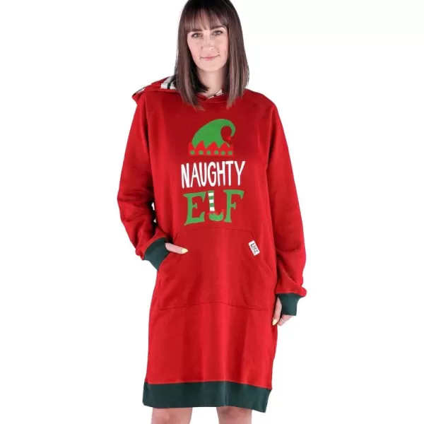 Lazy One Oversized Hoodie Sweatshirt Comfortable SleepwearNaughty Elf Sleep Hoodie