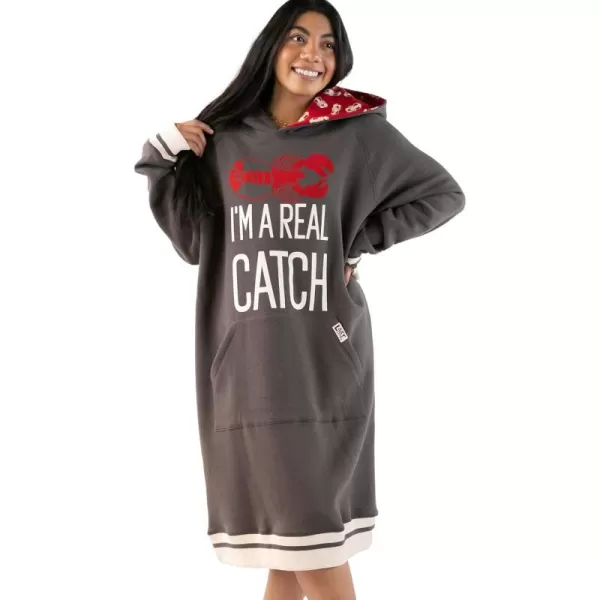Lazy One Oversized Hoodie Sweatshirt Comfortable SleepwearReal Catch Sleep Hoodie