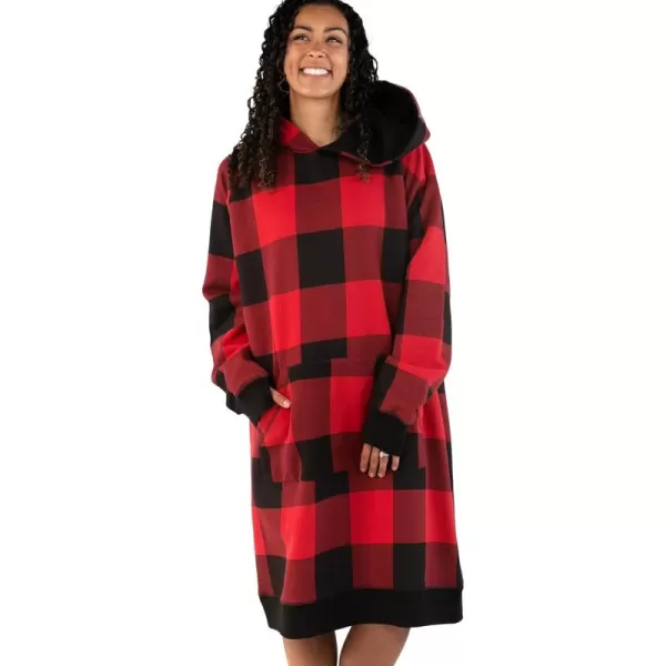 Lazy One Oversized Hoodie Sweatshirt Comfortable SleepwearRed Plaid Sleep Hoodie