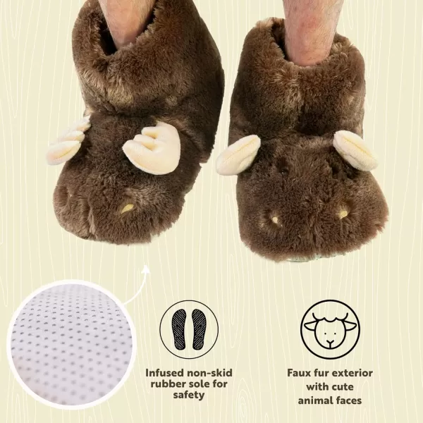 Lazy One Animal Critter Slippers for Kids and Adults Cute Slippers for Kids Cozy SlippersMoose Critter Slipper