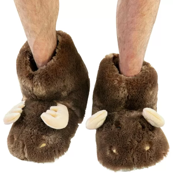 Lazy One Animal Critter Slippers for Kids and Adults Cute Slippers for Kids Cozy SlippersMoose Critter Slipper