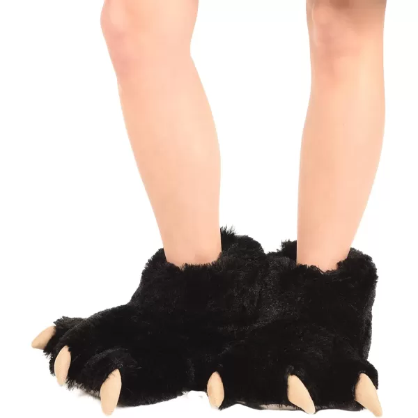 Lazy One Animal Paw Slippers for Kids and Adults Fun Costume for Kids Cozy Furry SlippersBlack Bear Paw Slippers