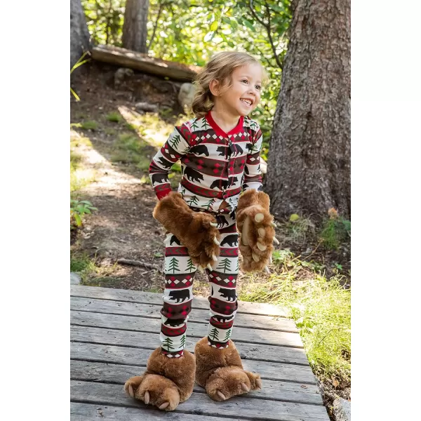 Lazy One Animal Paw Slippers for Kids and Adults Fun Costume for Kids Cozy Furry SlippersBrown Bear Paw Slippers