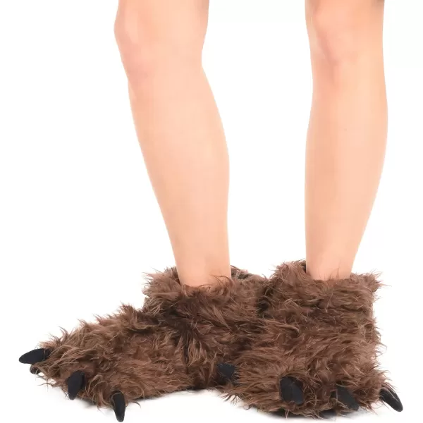 Lazy One Animal Paw Slippers for Kids and Adults Fun Costume for Kids Cozy Furry SlippersDark Brown