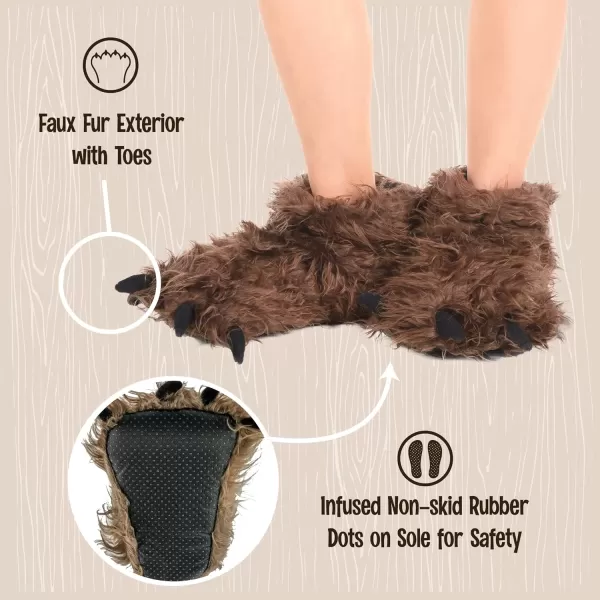 Lazy One Animal Paw Slippers for Kids and Adults Fun Costume for Kids Cozy Furry SlippersDark Brown