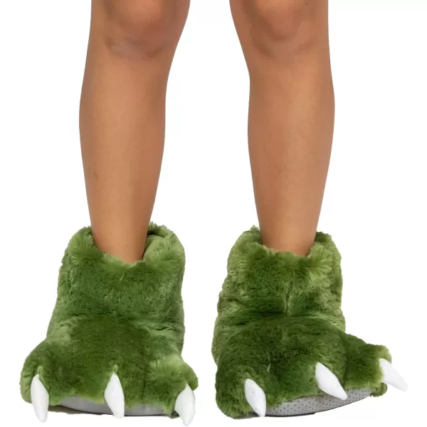 Lazy One Animal Paw Slippers for Kids and Adults Fun Costume for Kids Cozy Furry SlippersGreen
