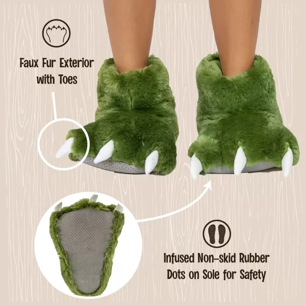Lazy One Animal Paw Slippers for Kids and Adults Fun Costume for Kids Cozy Furry SlippersGreen