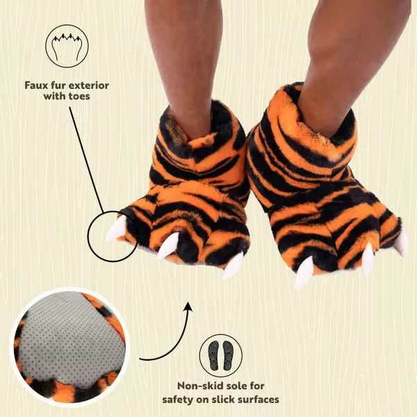 Lazy One Animal Paw Slippers for Kids and Adults Fun Costume for Kids Cozy Furry SlippersOrange black